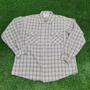 Vintage 80s Plaid Shirt XL 17.5 26x30 Western Perma-Prest